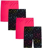 dreamstar girls' super soft active yummy stretch bike shorts: value pack of 4 logo