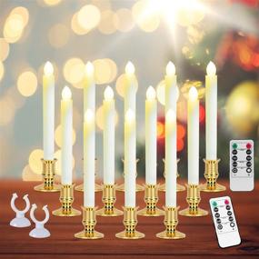 img 4 attached to 🕯️ INAROCK Window Candles 12 Pack - Flameless Electric Candle Lights with Remote Timers, Battery Operated Flickering Candle Light. Includes Removable Holders and Suction Cups for Thanksgiving and Christmas Decorations