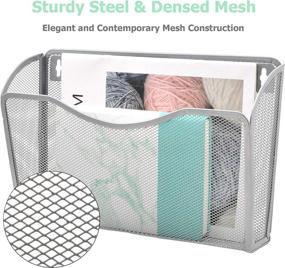 img 1 attached to 🗂️ EASEPRES Mesh Hanging File Organizer: Vertical Wall Rack with 3 Pockets for Efficient Storage - Silver