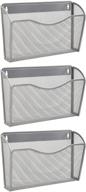 🗂️ easepres mesh hanging file organizer: vertical wall rack with 3 pockets for efficient storage - silver логотип