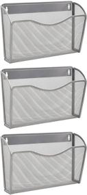 img 4 attached to 🗂️ EASEPRES Mesh Hanging File Organizer: Vertical Wall Rack with 3 Pockets for Efficient Storage - Silver