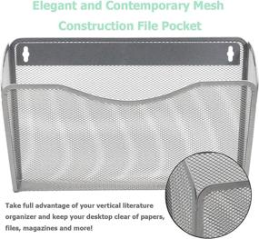 img 2 attached to 🗂️ EASEPRES Mesh Hanging File Organizer: Vertical Wall Rack with 3 Pockets for Efficient Storage - Silver