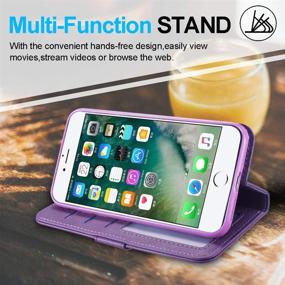 img 1 attached to Women's iPhone 7 Plus/8 Plus Wallet Phone Case - Kudex Flip Leather with Shockproof Magnetic Zipper Pocket, Card Slot Holder, Stand, and Wrist Strap (Purple)
