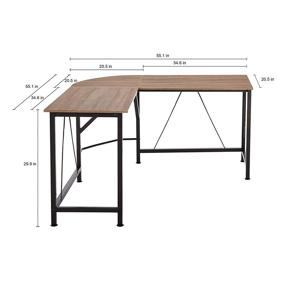 img 3 attached to Amazon Basics L Shape 55 Inch Natural Furniture for Home Office Furniture