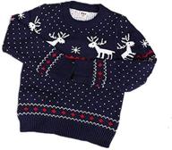 adorable children's knitted fireplace reindeer christmas sweaters for boys logo