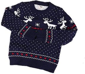 img 4 attached to Adorable Children's Knitted Fireplace Reindeer Christmas Sweaters for Boys