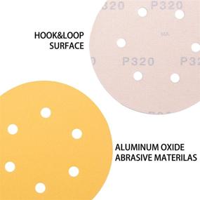 img 1 attached to 🔸 Premium 6 Inch 6 Hole Gold Sanding Discs - 100 Pack, 320 Grit, VFINE Hook and Loop Sandpaper Pads for Random Orbital Sanders