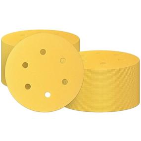 img 4 attached to 🔸 Premium 6 Inch 6 Hole Gold Sanding Discs - 100 Pack, 320 Grit, VFINE Hook and Loop Sandpaper Pads for Random Orbital Sanders