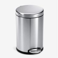 🚮 simplehuman 4.5l / 1.2 gallon round bathroom step trash can: brushed stainless steel, compact and stylish logo