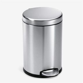 img 4 attached to 🚮 simplehuman 4.5L / 1.2 Gallon Round Bathroom Step Trash Can: Brushed Stainless Steel, Compact and Stylish