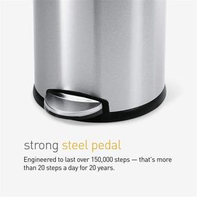 img 1 attached to 🚮 simplehuman 4.5L / 1.2 Gallon Round Bathroom Step Trash Can: Brushed Stainless Steel, Compact and Stylish