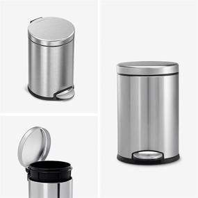 img 3 attached to 🚮 simplehuman 4.5L / 1.2 Gallon Round Bathroom Step Trash Can: Brushed Stainless Steel, Compact and Stylish