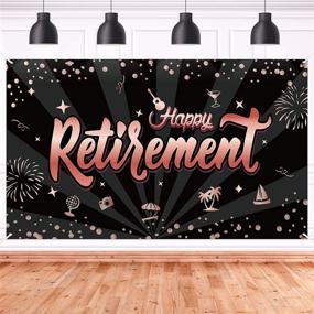 img 4 attached to Luxiocio Retirement Party Banner: Extra Large Rose Gold Decorations for Women's Happy Retirement Party, Indoor & Outdoor Backdrop Supply