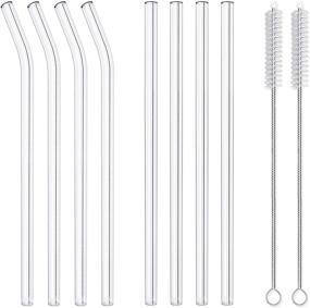 img 4 attached to 🌍 Environmentally Friendly Glass Reusable Straws (8 Pack) - 10" x 10mm Smoothie Straws for Milkshakes, Frozen Drinks, Smoothies, Bubble Tea