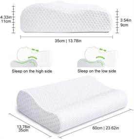 img 3 attached to Orthopedic Memory Foam Contour Pillow - Neck Support Cervical Bed Pillow for Side Sleepers, Relieves Neck Pain - Washable Zippered Soft Cover Included