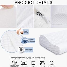 img 1 attached to Orthopedic Memory Foam Contour Pillow - Neck Support Cervical Bed Pillow for Side Sleepers, Relieves Neck Pain - Washable Zippered Soft Cover Included