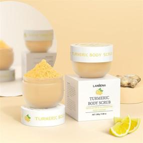 img 3 attached to Lemon Turmeric Body Scrub - Exfoliating Salt Scrub 🍋 for Skin Exfoliation, Moisturization, and Deep Cleansing (9.88 oz) by LANBENA