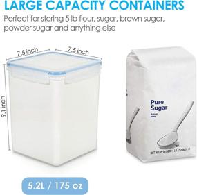 img 3 attached to 🥫 Vtopmart Large Food Storage Containers 5.2L / 176oz - 4 Pack, BPA Free Plastic Airtight Canisters for Flour, Sugar, Baking Supplies | Includes 4 Measuring Cups and 24 Labels | Vibrant Blue