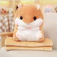 🐹 yunnasi 19.7-inch light brown plush hamster throw pillow with blanket - stuffed animal toy logo
