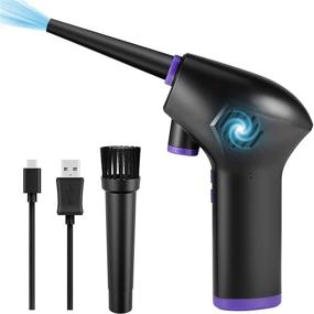 img 4 attached to Cordless Air Duster: 45000RPM Electric Air Canister for 💨 Computer - 15000mAh Rechargeable PC Cleaner with Brush and Charging Cable