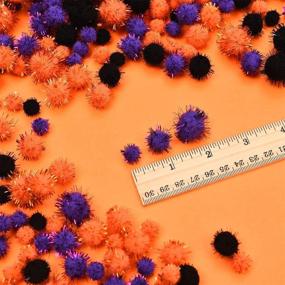 img 2 attached to 🎃 Spooky 600-Piece Halloween Glitter Pom Poms for Creative Crafts and Party Decorations, 3 Colors