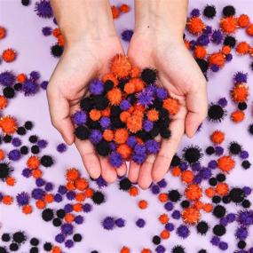 img 1 attached to 🎃 Spooky 600-Piece Halloween Glitter Pom Poms for Creative Crafts and Party Decorations, 3 Colors