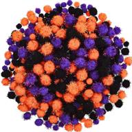 🎃 spooky 600-piece halloween glitter pom poms for creative crafts and party decorations, 3 colors logo