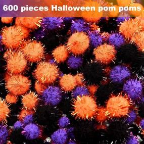 img 3 attached to 🎃 Зловещие блестящие помпоны Хэллоуина из 600 штук для творческих ремесел и украшений на вечеринку, 3 цвета