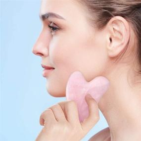 img 2 attached to 💕 Jovivi Handmade Natural Rose Quartz Gua Sha Guasha Scraping Massage Tool - Heart-Shape Acupuncture Therapy Scraping Board