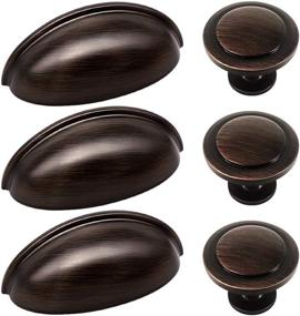 img 4 attached to 🔆 27pcs ORB Cabinet Knobs and Cup Handles: Sunriver 12 Packs of Oil Rubbed Bronze Kitchen Cup Pulls, 3 Inch 76mm Zinc Alloy Bin Cup Drawer Handles and 15 Packs of Knob Set