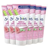 🌹 st. ives gentle smoothing face scrub: rose water & aloe vera - 100% natural exfoliants, paraben-free, dermatologist tested (6 count) logo