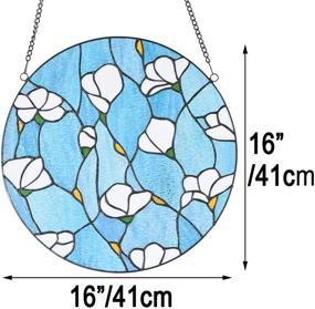 img 2 attached to 🌸 "BIEYE W10063 Панель окна из витражного стекла в стиле Тиффани с рисунком магнолии: круглая форма диаметром 16 дюймов с цепочкой
