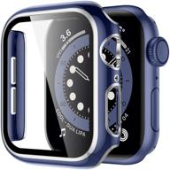 🔵 geak case for apple watch 38mm series 3/2/1: blue bumper with hd screen protector logo