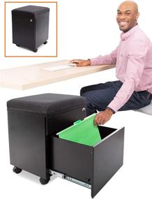 img 4 attached to 🗄️ Stand Steady Vert, Rolling File Cabinet, 2 Drawer Mobile File Cabinet with Locking Storage, Small Filing Cabinet with Cushion Top - Ideal for Home & Office Organization! (Black)