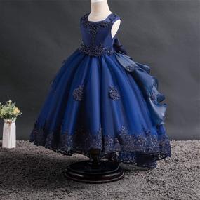 img 3 attached to 👸 Little Big Girl Flower Tulle Dress - Princess Pageant Birthday Wedding Party Formal Long Maxi Gown