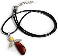 artisan-crafted necklace: authentic baltic amber pendant adorned with angel wings logo