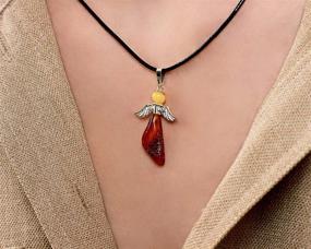 img 1 attached to Artisan-Crafted Necklace: Authentic Baltic Amber Pendant adorned with Angel Wings