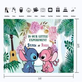 img 2 attached to 🎀 Stitch and Angel Gender Reveal Decorations: Baby Shower Backdrop 7x5, Tropical Summer Jungle Leaf Background, Hawaii Style Stitch and Angel Theme for Baby Shower Party