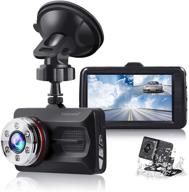 📸 enhanced car dash cam: night vision front and rear 1080p+720p fhd 3" dual dash camera for cars with wide angle 170° rear view, parking monitor, g-sensor, loop recording, and wdr logo