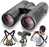 🔍 10x42 ultra hd binoculars with phone adapter and harness - 24mm large view eyepiece, enhanced sharpness, 6.5° wide angle field of view - lightweight waterproof binoculars for bird watching and hunting logo
