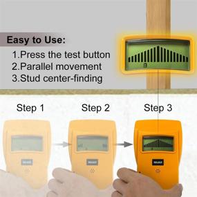 img 1 attached to 🧲 ALLSUN Wall Stud Finder Electrical Detector Center Edge Finding Tool Wireless Multi-Scanner Stud Sensor 3-In-1 LCD Sound Warning AC Wire/Metal/Wood Detector - Yellow (Auto Power Off)