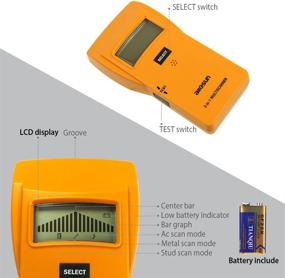 img 3 attached to 🧲 ALLSUN Wall Stud Finder Electrical Detector Center Edge Finding Tool Wireless Multi-Scanner Stud Sensor 3-In-1 LCD Sound Warning AC Wire/Metal/Wood Detector - Yellow (Auto Power Off)