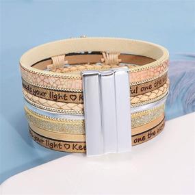 img 1 attached to BAOKELAN Birthday Gift Leather Bracelet: Stylish Multilayer Magnetic Cuff for Her - Perfect for Women, Girls, and Friends celebrating 14th to 20th Birthdays