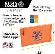 🛠️ klein tools 5140 canvas zipper bag 4-pack - tool pouch, utility bag, bank deposit bag - 12.5 x 7-inch - olive, orange, blue, yellow logo