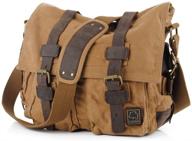 🎒 vintage military canvas messenger bag for 13.3-17" laptop - jonon (13.3", brown) logo