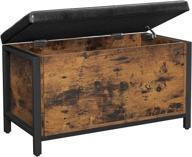 🪑 vasagle entryway storage bench: flip top ottoman trunk with padded seat, industrial rustic brown and black design, bedroom & living room furniture solution, supports 198 lb - ulsc80bx logo