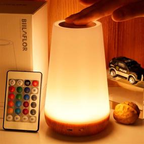 img 4 attached to GKCI Touch Lamp: Portable Table Sensor Control Bedside Lamps with USB Charging Port - 5 Level Dimmable Warm White Light & 13 Color Changing RGB for Bedroom/Office/Hallways