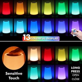 img 2 attached to GKCI Touch Lamp: Portable Table Sensor Control Bedside Lamps with USB Charging Port - 5 Level Dimmable Warm White Light & 13 Color Changing RGB for Bedroom/Office/Hallways