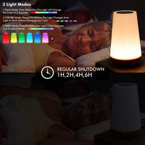 img 1 attached to GKCI Touch Lamp: Portable Table Sensor Control Bedside Lamps with USB Charging Port - 5 Level Dimmable Warm White Light & 13 Color Changing RGB for Bedroom/Office/Hallways