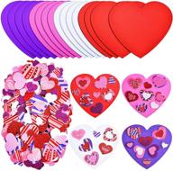 💌 valentine's day foam hearts sticker kit - 376 pieces: includes 360 colorful glitter self-adhesive heart foam stickers and 16 large foam hearts for diy crafts, weddings, and celebrations logo